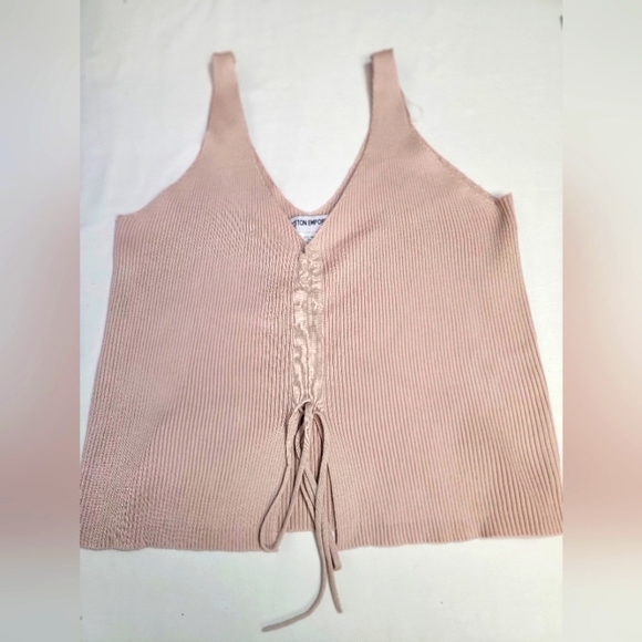 Cotton Emporium Tops - Cotton Emporium Rib Knit Tank Adjustable Drawstring Front Womens Size XL